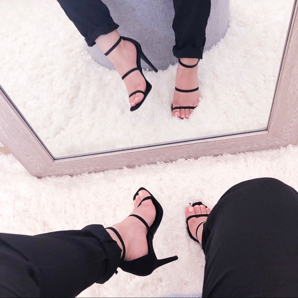 Black Suede Strappy High Heels - Picture 5 of 6